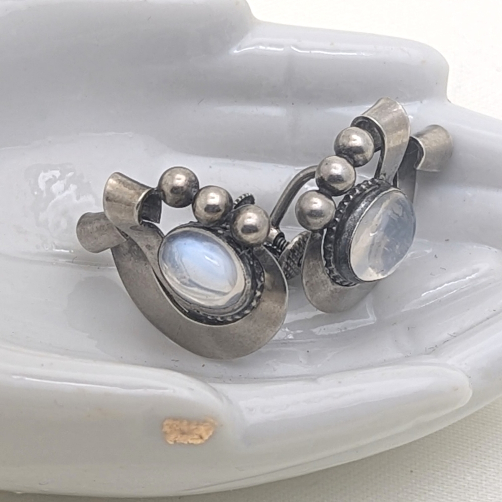 Signed Vintage Walter Lampl Moonstone  Earrings